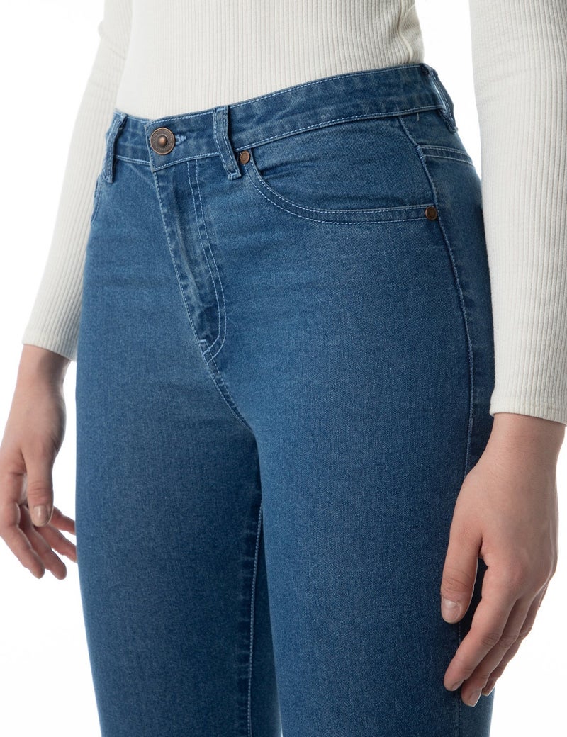 inkd جينز نسائي واسع بحذاء قصير - ارتفاع عال | غسل الإنزيم | تصميم كلاسيك 5 بوكيتيب | جينز للنساء - Image 5